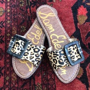Sam Edelman Granada slide in leopard pony hair, sz 7